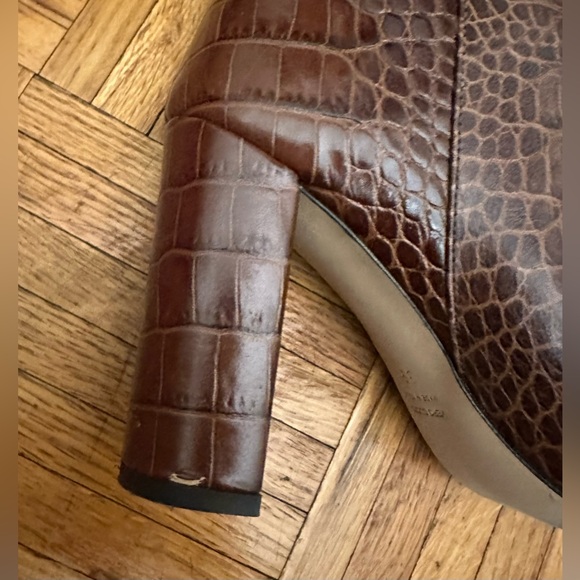Paris Texas Anja knee-high boot pointed toe chunky heel brown croc leather 39 9 - Picture 12 of 16